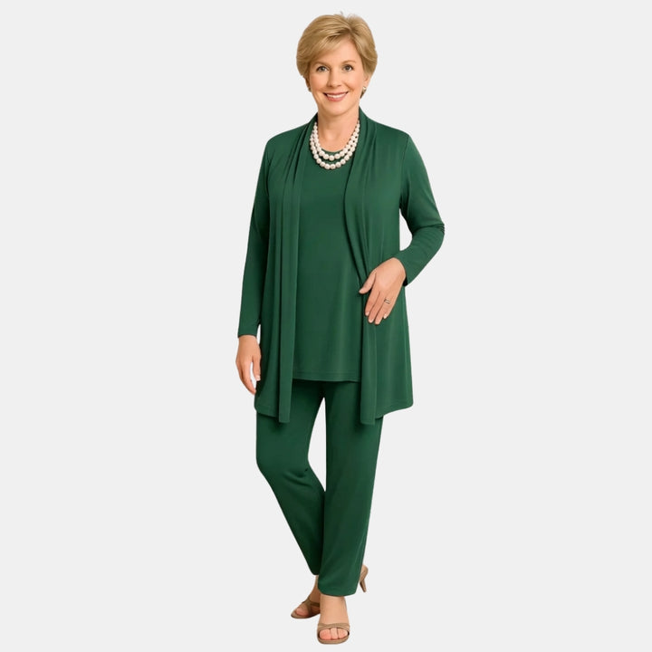 Shirley | Three Piece Set with Cardigan Top and Straight Leg Pants