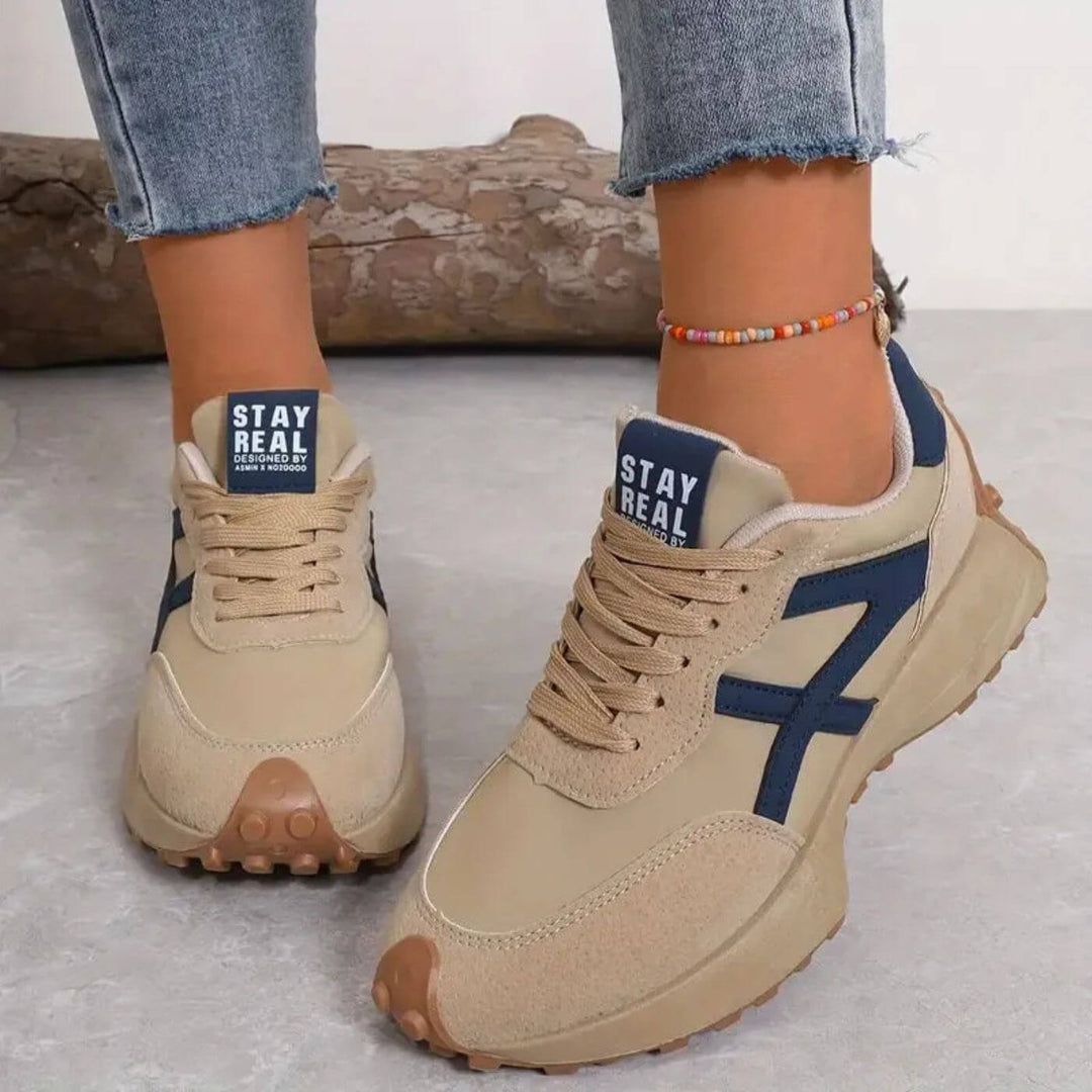 Sienna | Casual Lace Up Sneakers with Contrast Detail