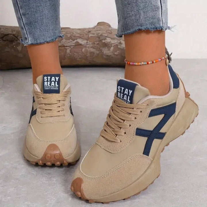 Sienna | Casual Lace Up Sneakers with Contrast Detail