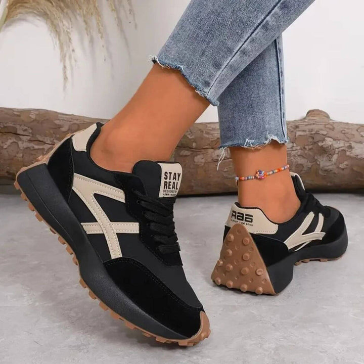 Sienna | Casual Lace Up Sneakers with Contrast Detail