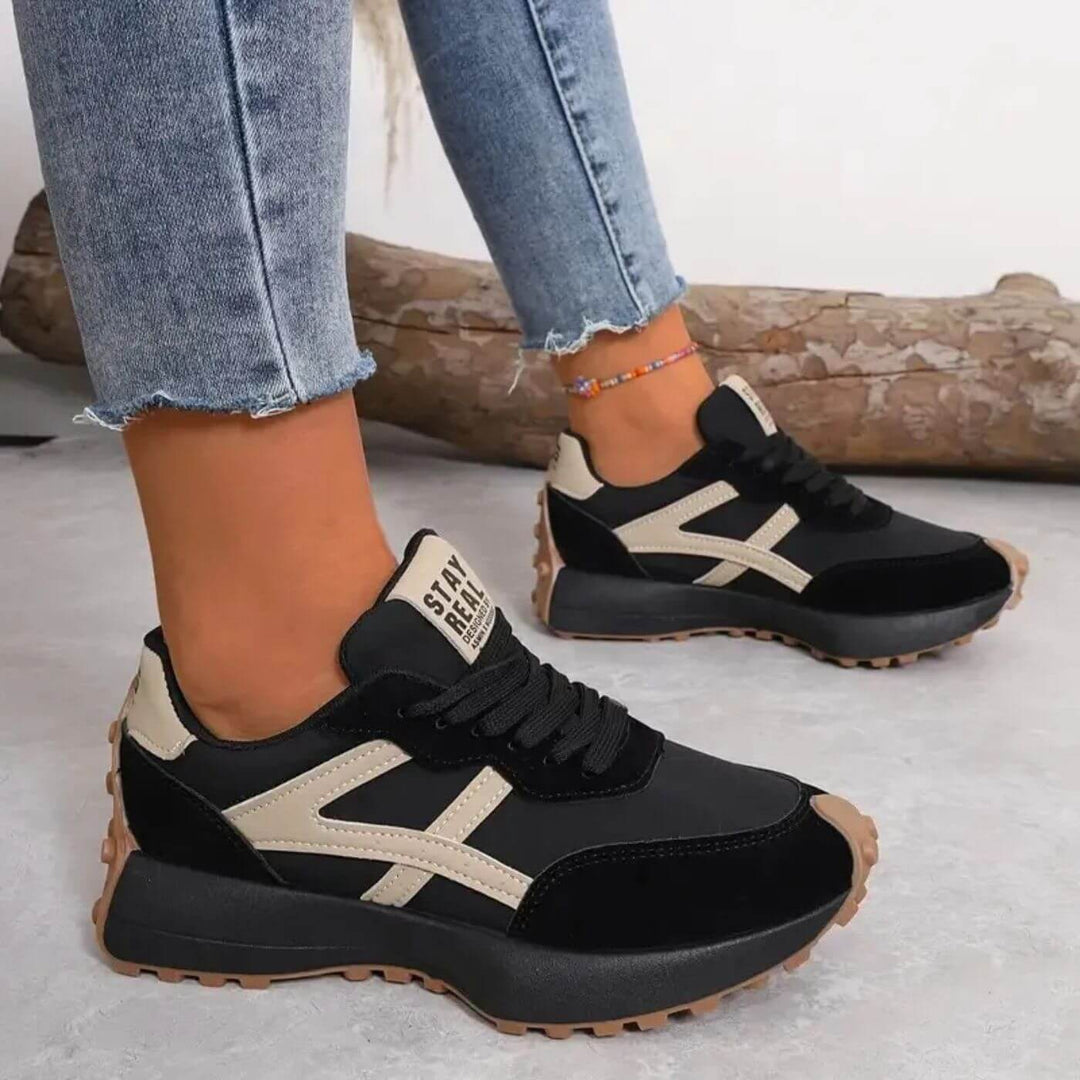 Sienna | Casual Lace Up Sneakers with Contrast Detail