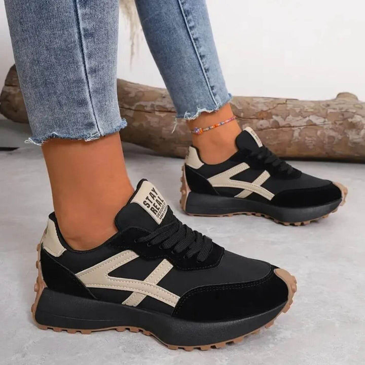 Sienna | Casual Lace Up Sneakers with Contrast Detail