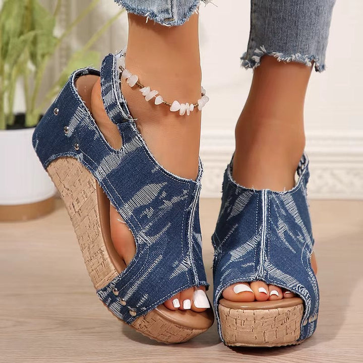 Sienna | Cork Wedge Sandals with Open Toe