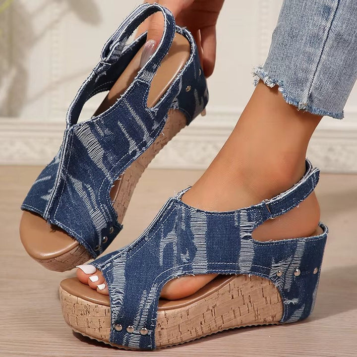Sienna | Cork Wedge Sandals with Open Toe