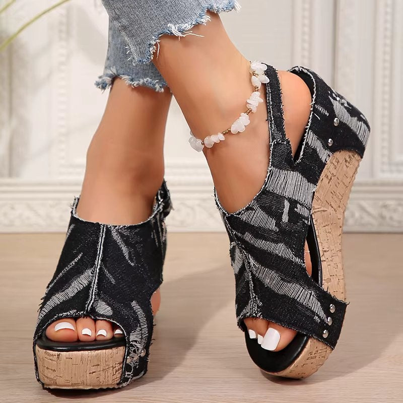 Sienna | Cork Wedge Sandals with Open Toe