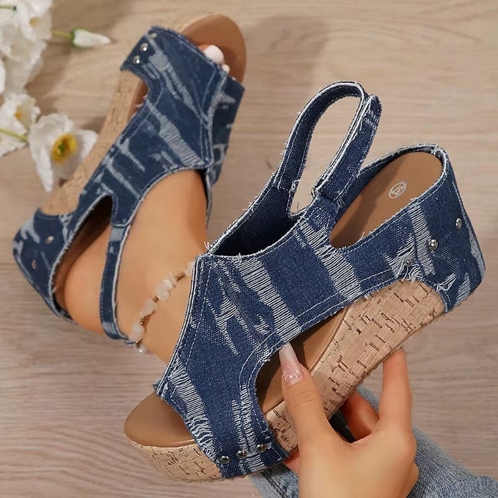 Sienna | Cork Wedge Sandals with Open Toe