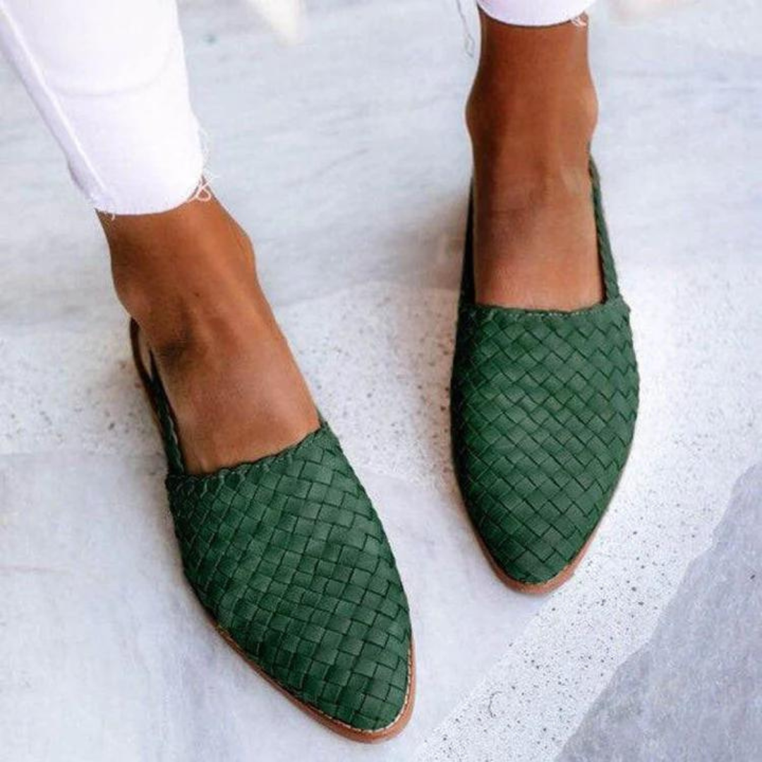 Sienna | Woven Slingback Flats with Pointed Toe