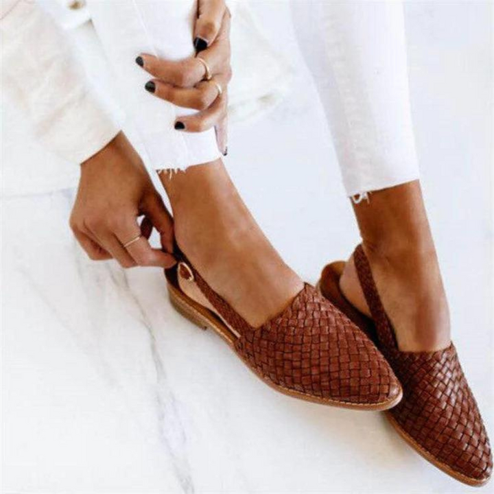 Sienna | Woven Slingback Flats with Pointed Toe