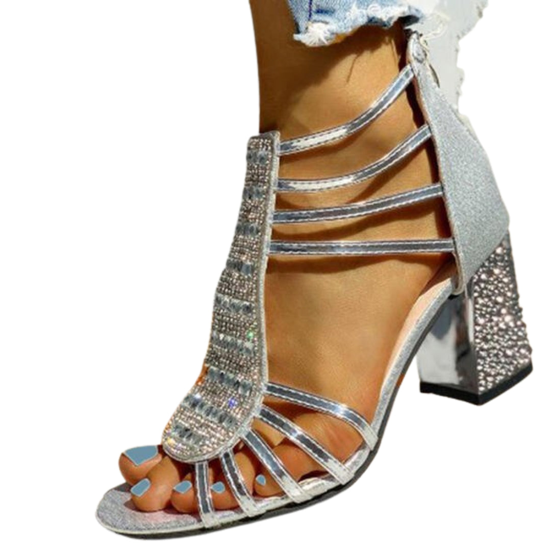 Sophronia | Strappy Sandals with Embellished Front Panel