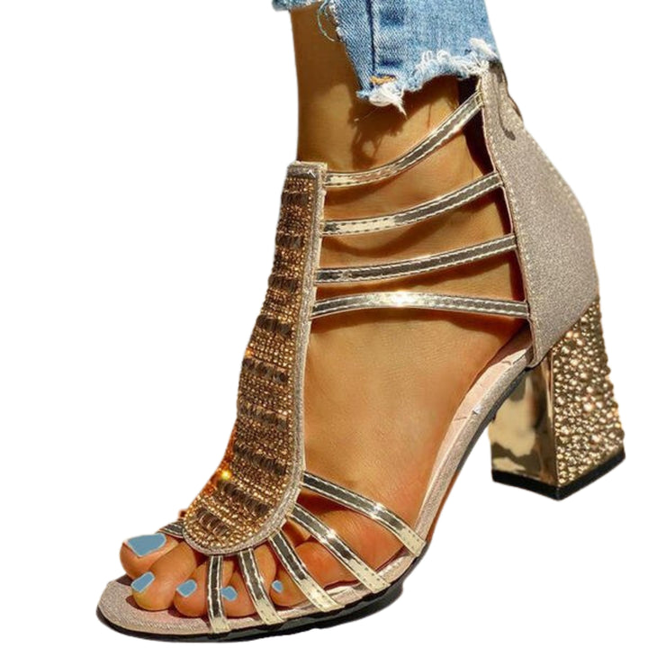 Sophronia | Strappy Sandals with Embellished Front Panel