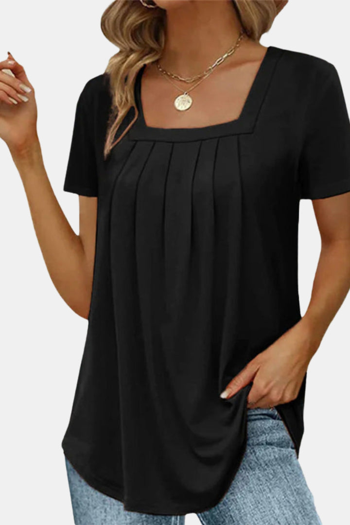 Soressa | Square Neck Pleated Top