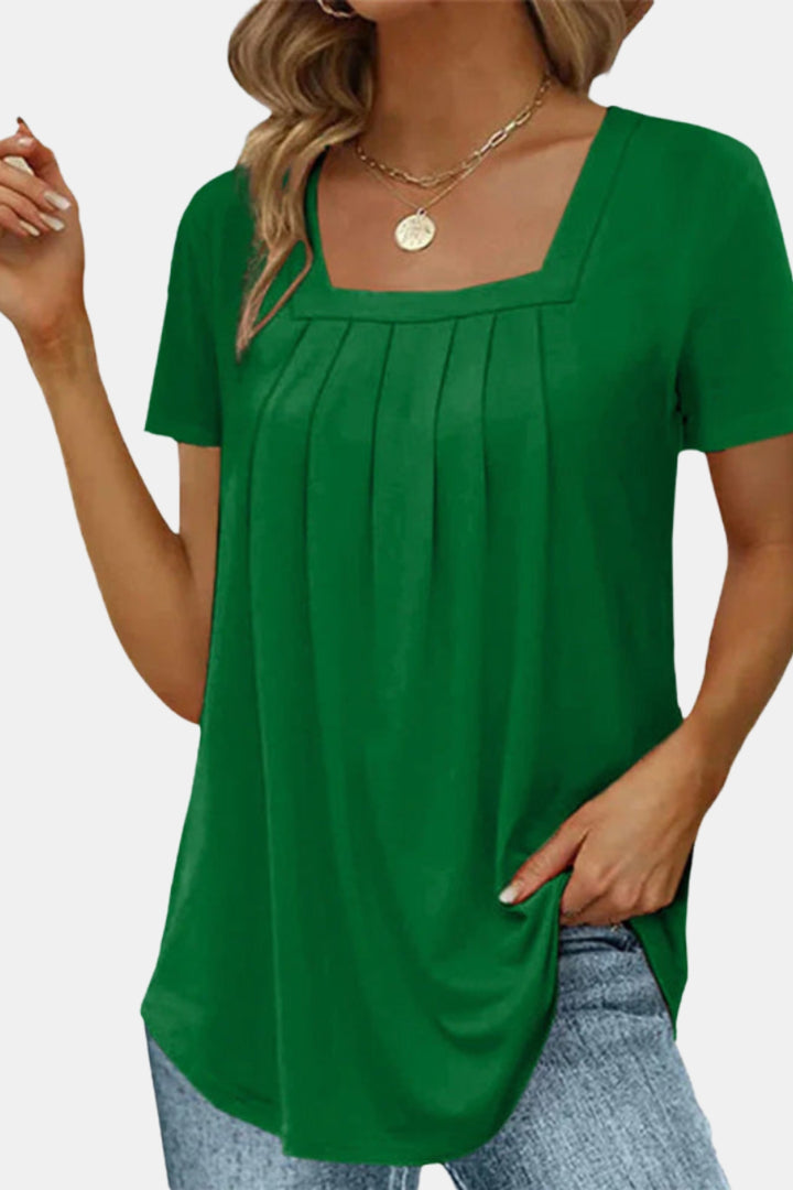 Soressa | Square Neck Pleated Top