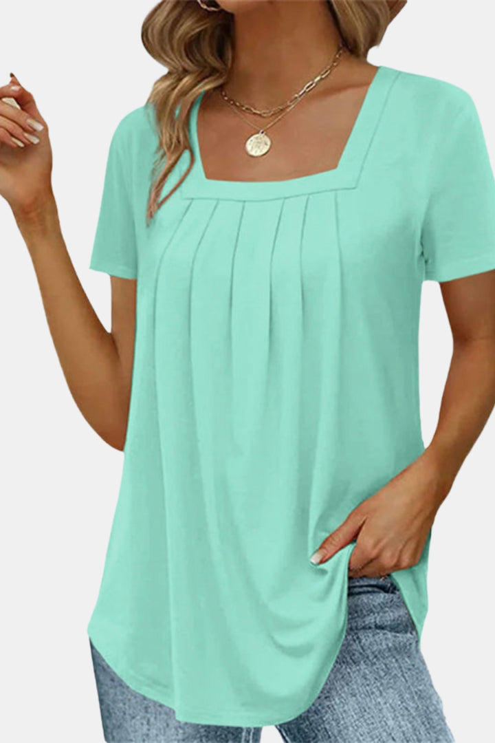 Soressa | Square Neck Pleated Top