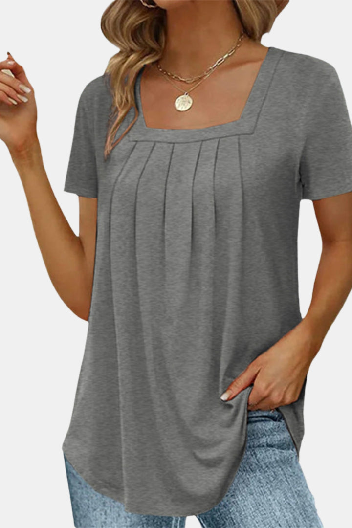 Soressa | Square Neck Pleated Top