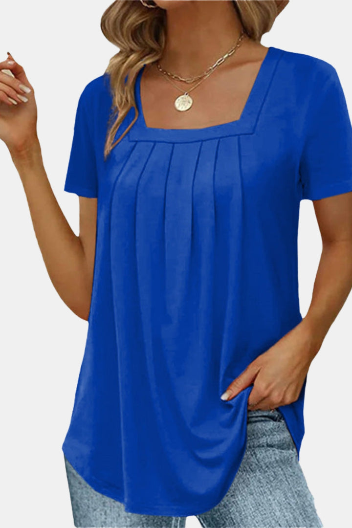 Soressa | Square Neck Pleated Top