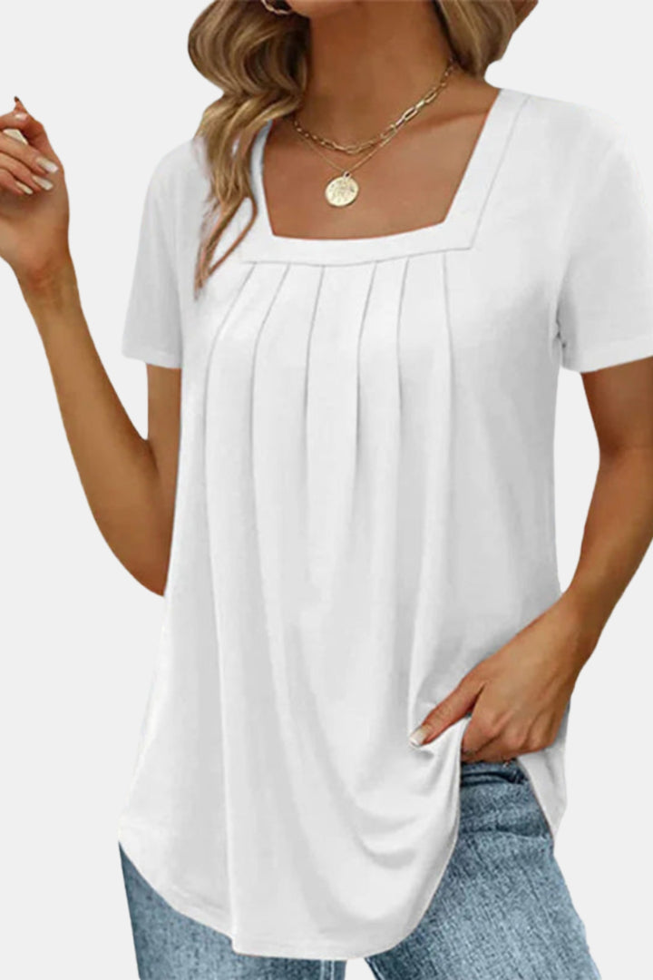 Soressa | Square Neck Pleated Top
