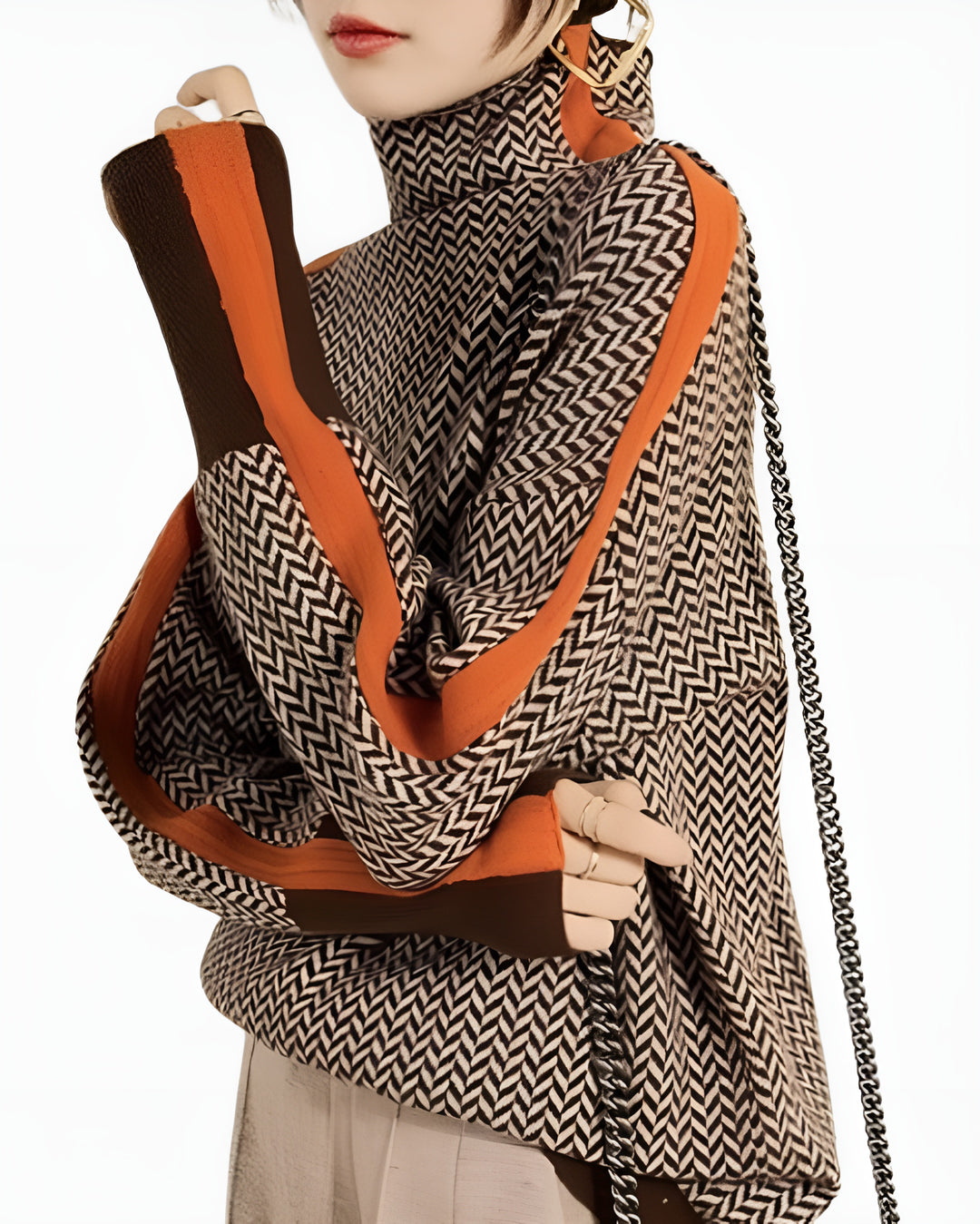 Sorinae | Herringbone Turtleneck Sweater