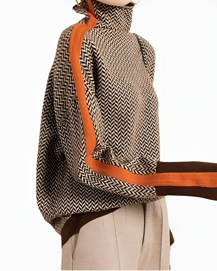 Sorinae | Herringbone Turtleneck Sweater