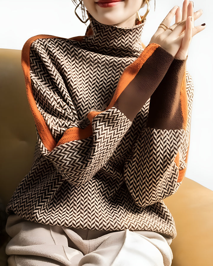 Sorinae | Herringbone Turtleneck Sweater