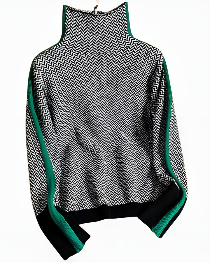 Sorinae | Herringbone Turtleneck Sweater