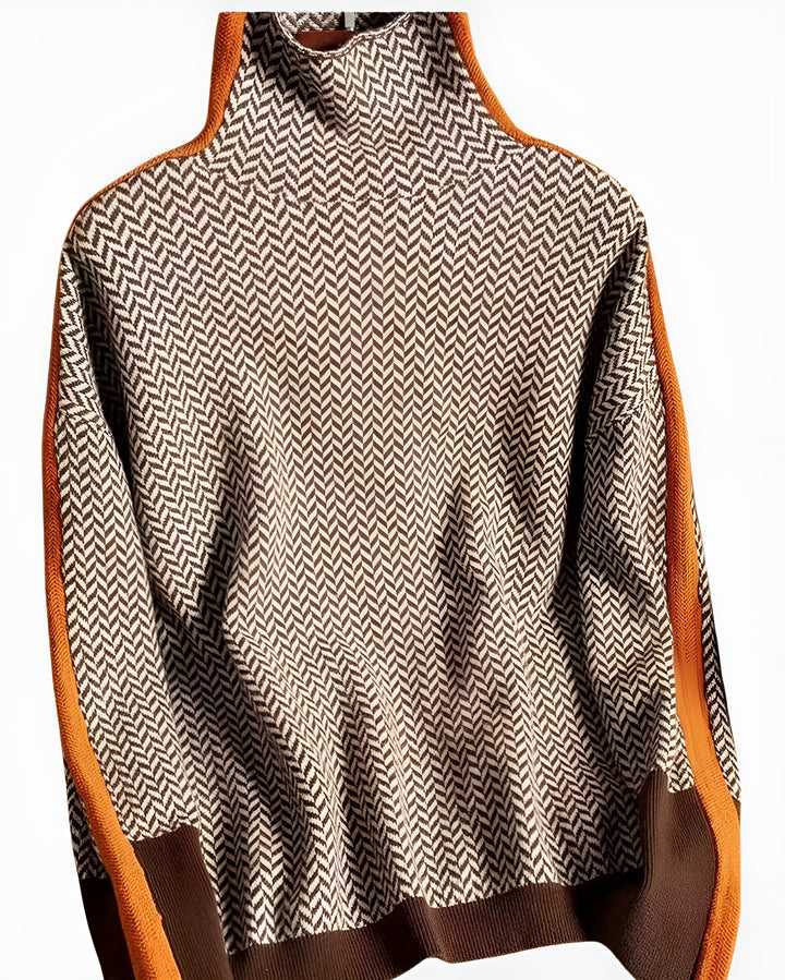 Sorinae | Herringbone Turtleneck Sweater