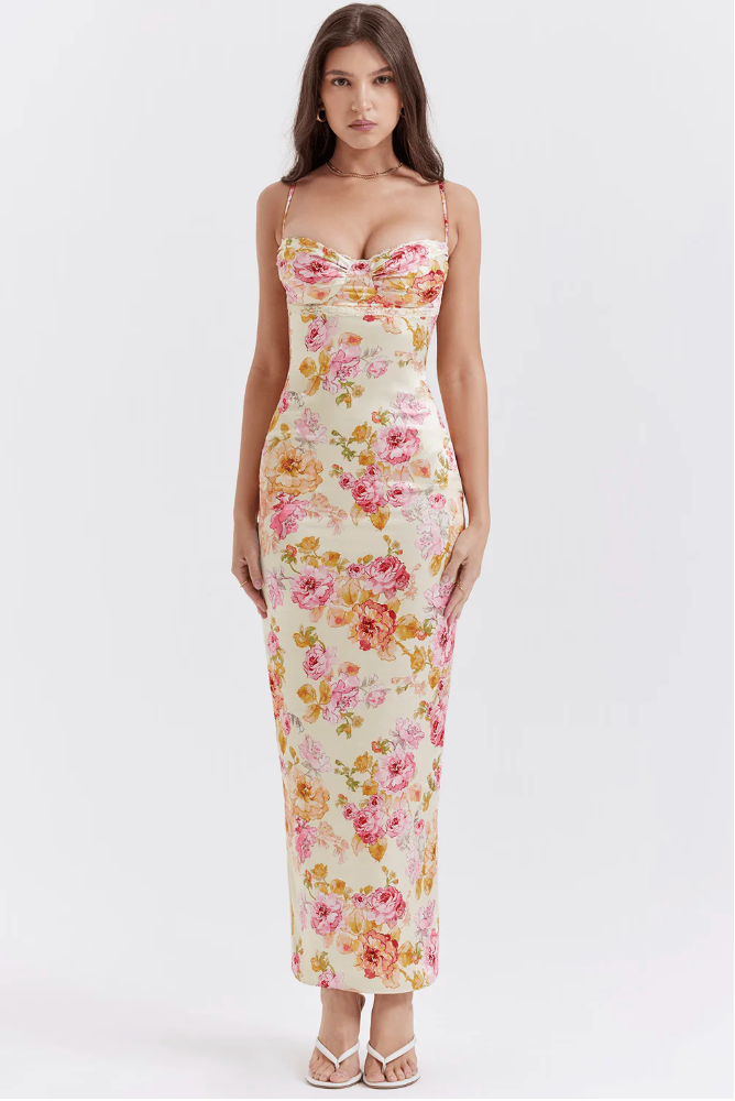 Soryzella | Wedding Guest Floral Slip Maxi Dress