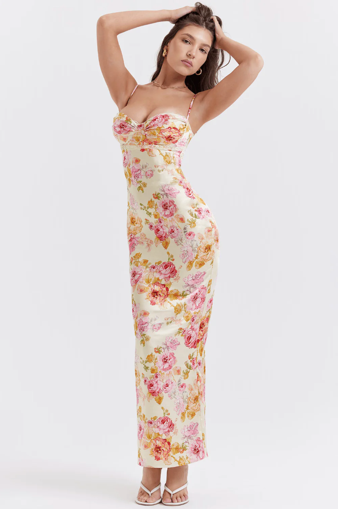 Soryzella | Wedding Guest Floral Slip Maxi Dress