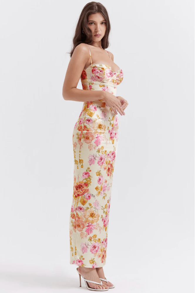Soryzella | Wedding Guest Floral Slip Maxi Dress