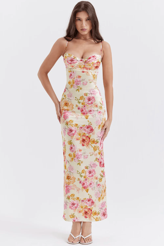 Soryzella | Wedding Guest Floral Slip Maxi Dress
