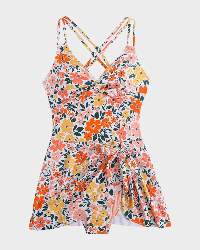 Stephanie | Twist Front Swim Dress with Tie Detail