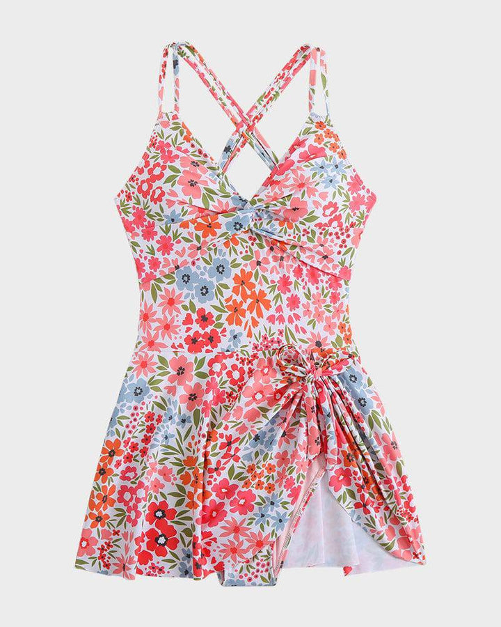 Stephanie | Twist Front Swim Dress with Tie Detail