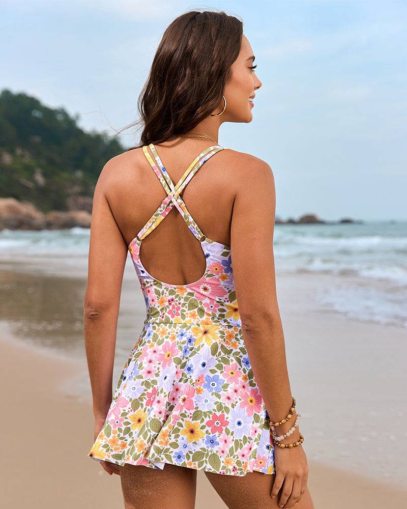 Stephanie | Twist Front Swim Dress with Tie Detail