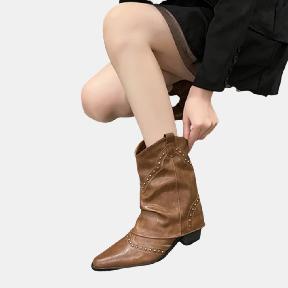 Sula | Western Ankle Boots with Studded Detail
