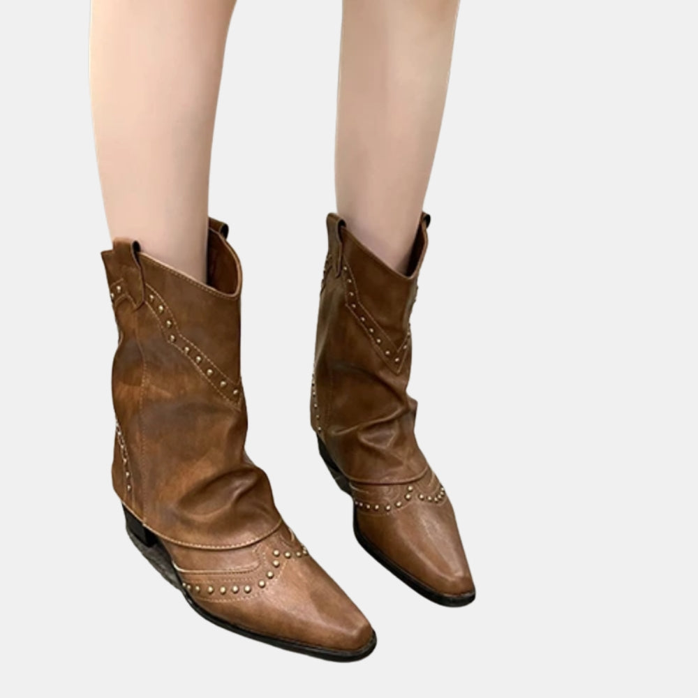 Sula | Western Ankle Boots with Studded Detail