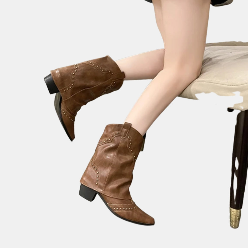 Sula | Western Ankle Boots with Studded Detail