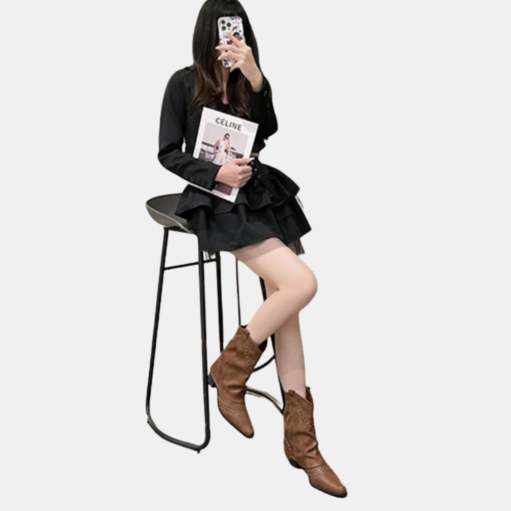 Sula | Western Ankle Boots with Studded Detail