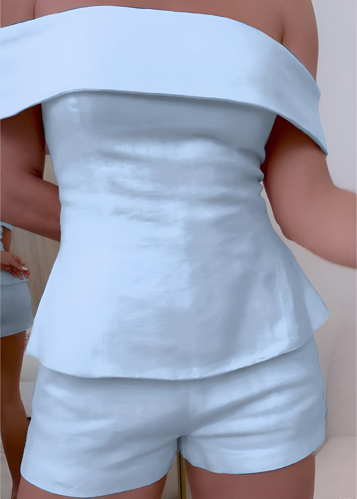 Susannah | Elegant Off Shoulder Top and Shorts Set