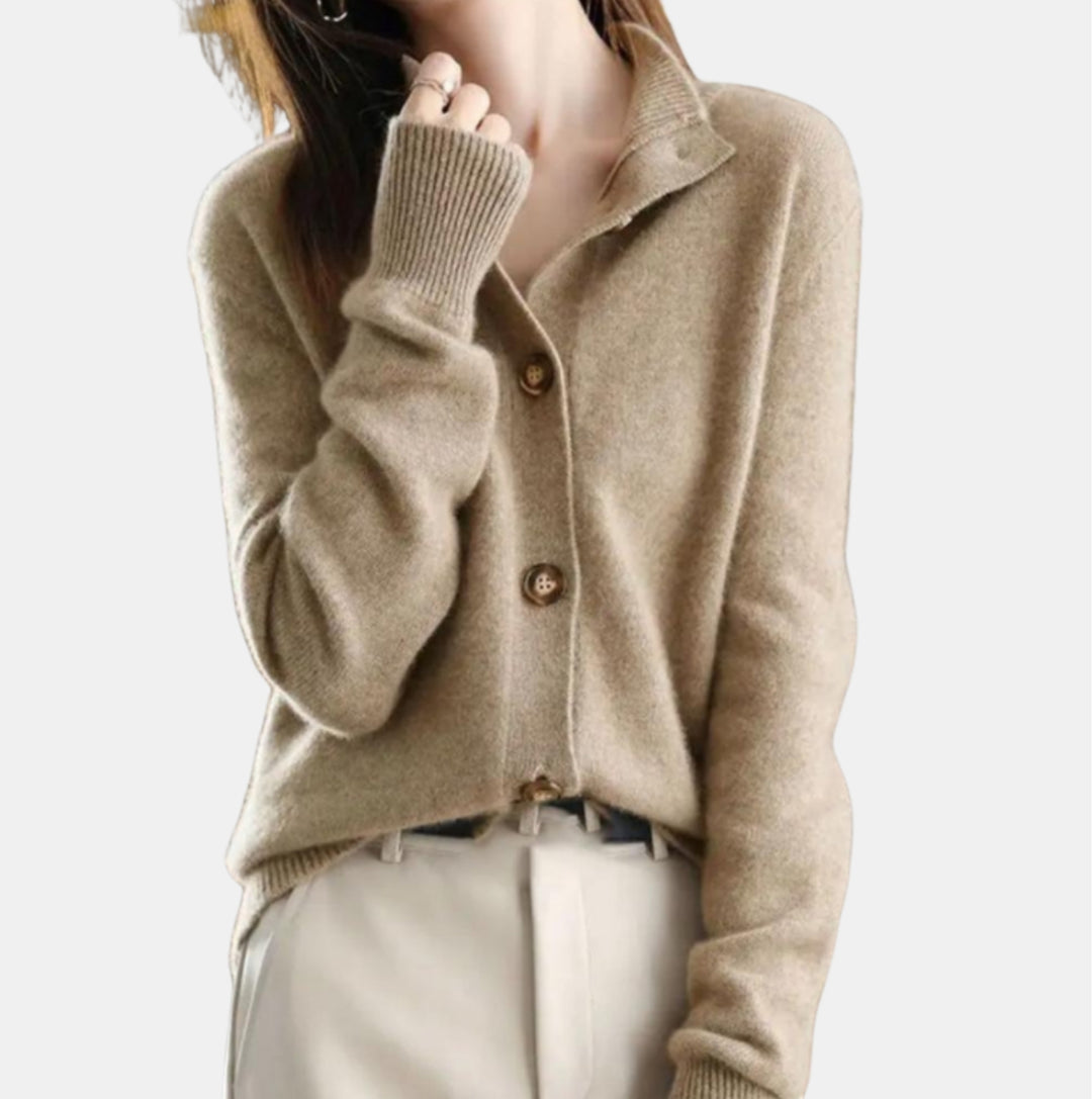 Sutton | Button Knit Cardigan with Stand Collar