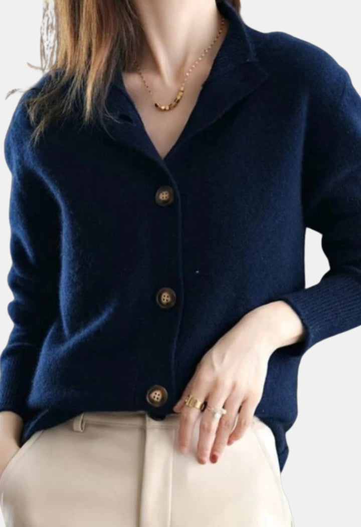 Sutton | Button Knit Cardigan with Stand Collar