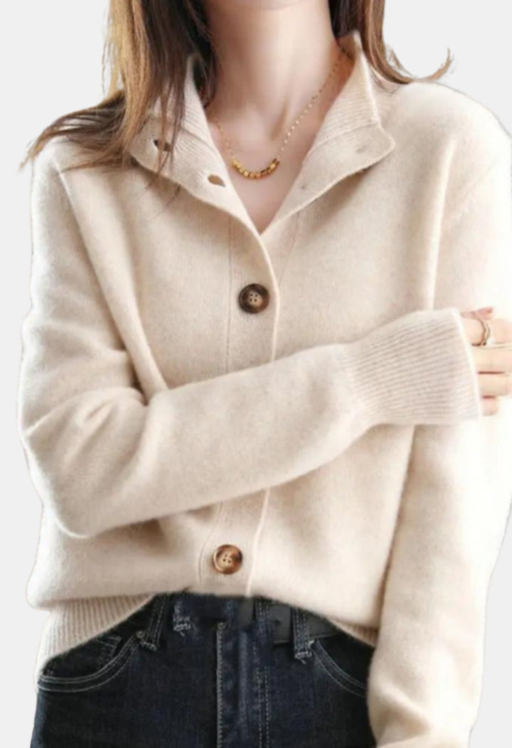 Sutton | Button Knit Cardigan with Stand Collar