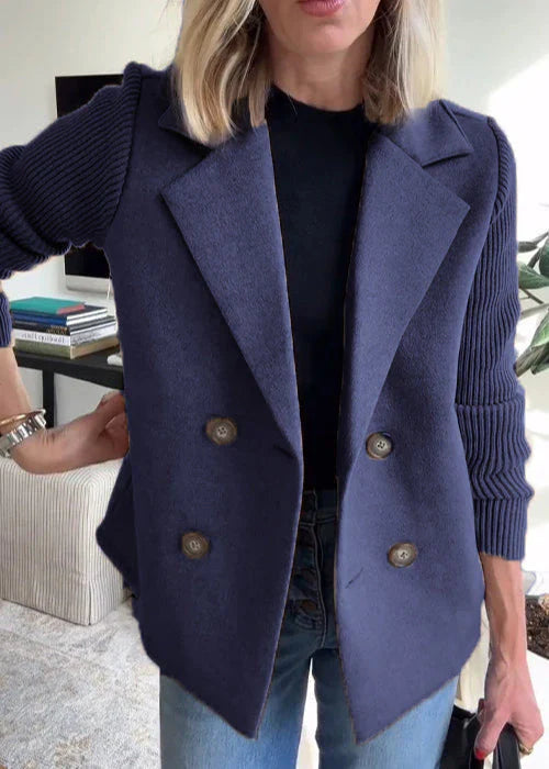 Taelyn | Double Button Blazer with Ribbed Sleeves