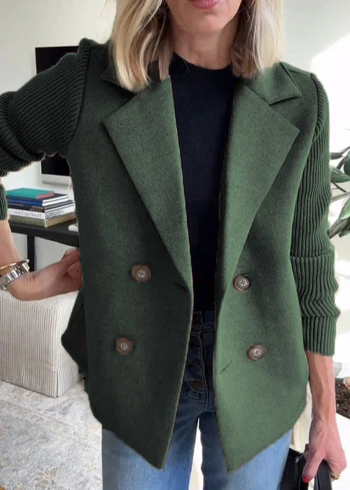 Taelyn | Double Button Blazer with Ribbed Sleeves