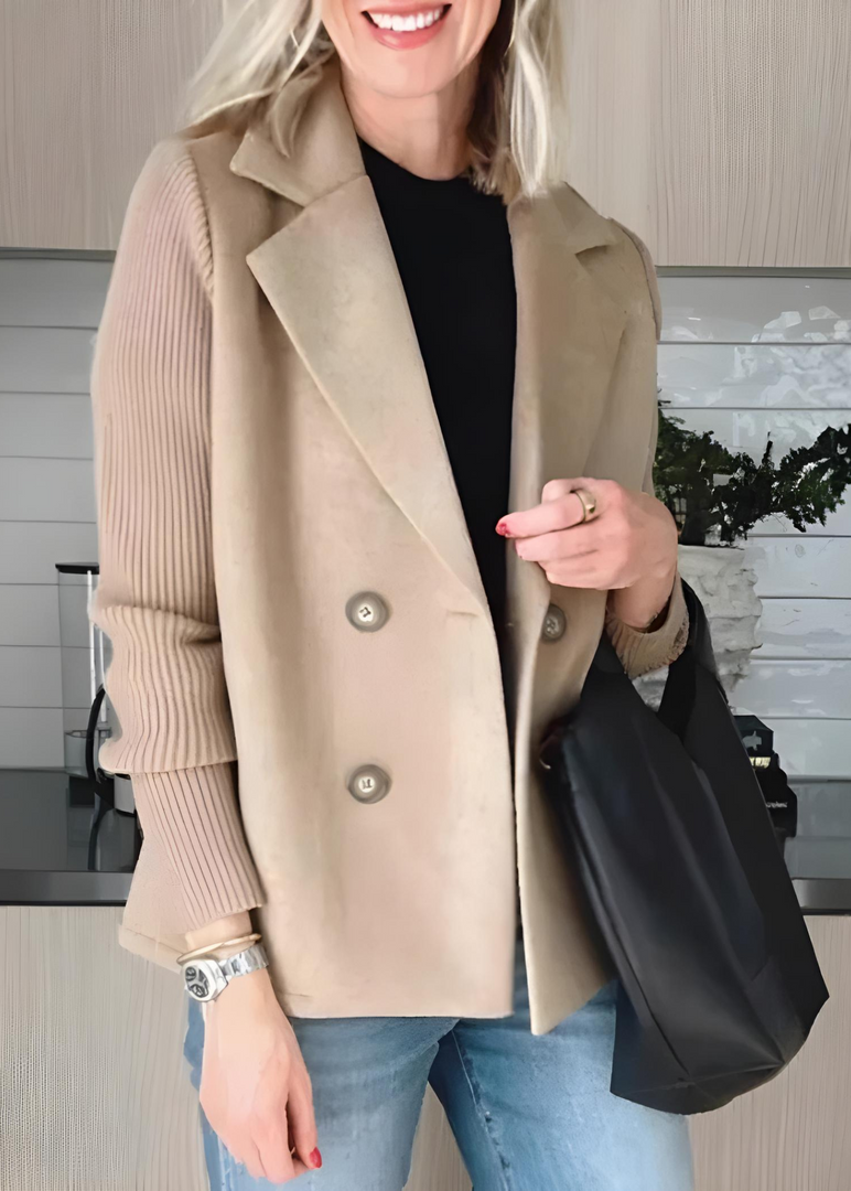 Taelyn | Double Button Blazer with Ribbed Sleeves