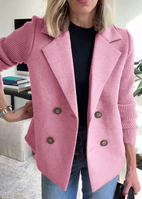Taelyn | Double Button Blazer with Ribbed Sleeves