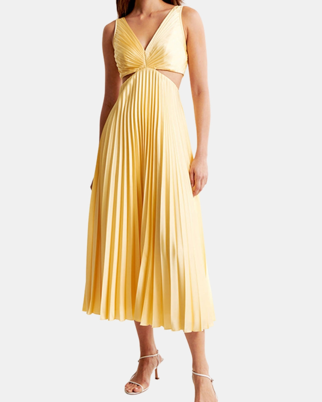 Talyvendra | Wedding Guest Pleated Cutout Midi Dress