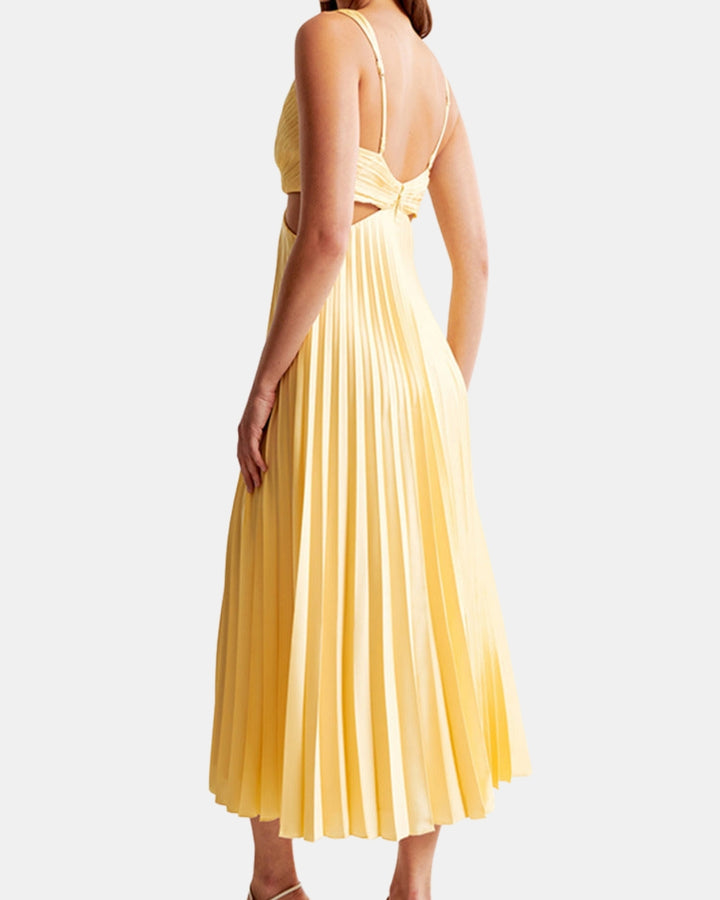 Talyvendra | Wedding Guest Pleated Cutout Midi Dress