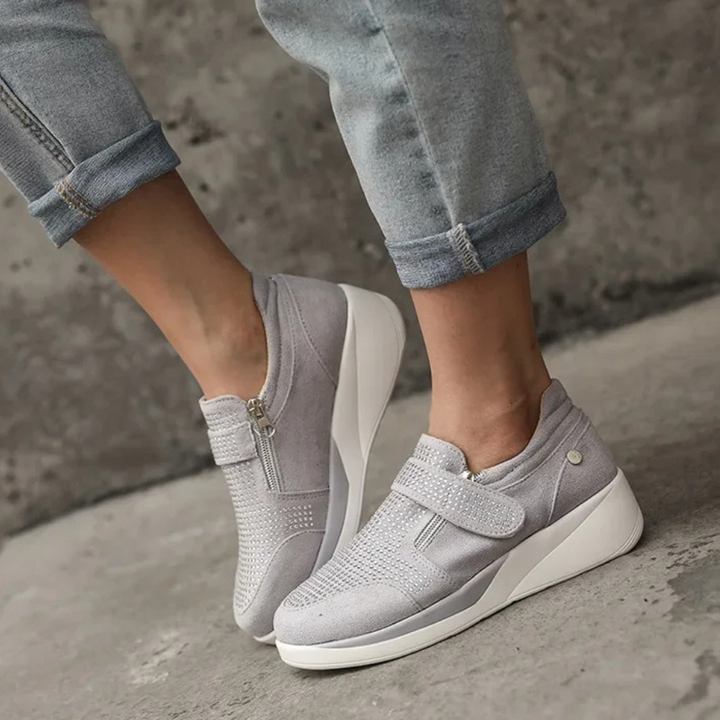 Tara | Slip On Sneakers with Zip and Strap Detail