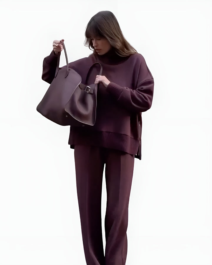 Tavelle | Knit Lounge Set with Turtleneck Top