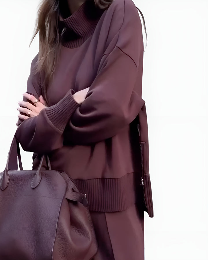 Tavelle | Knit Lounge Set with Turtleneck Top