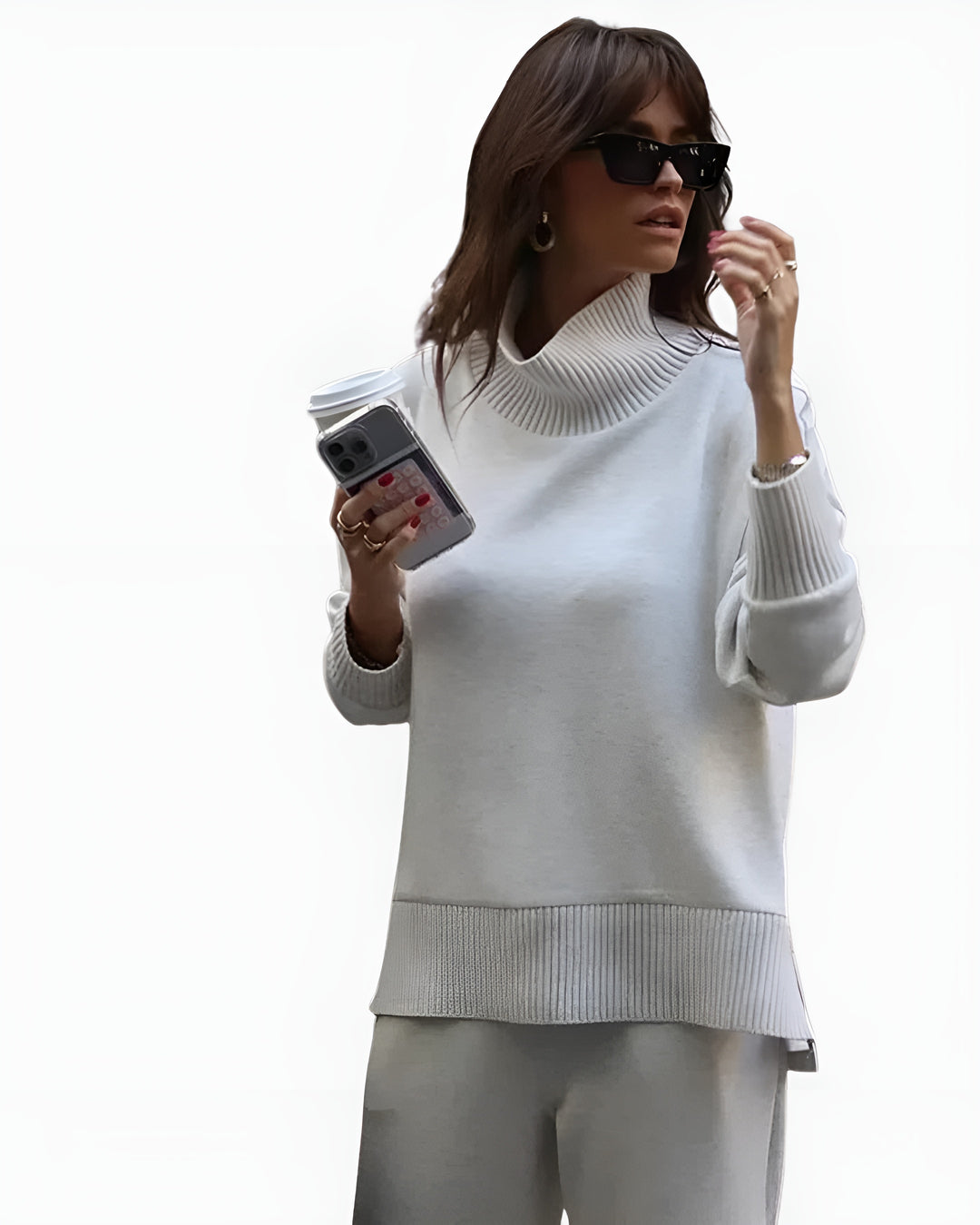 Tavelle | Knit Lounge Set with Turtleneck Top